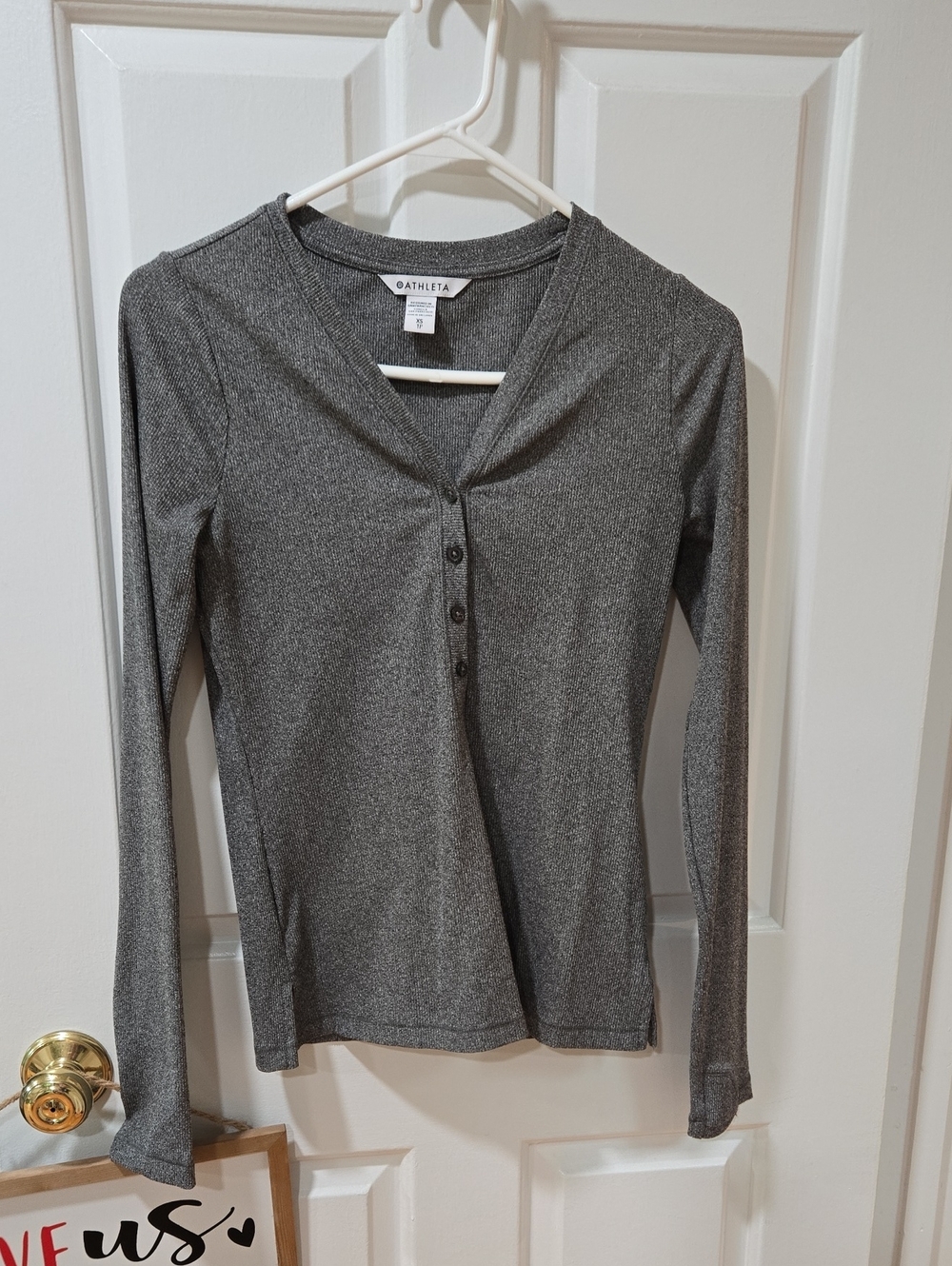 Athleta Uptempo Ribbed Henley Top, Size XS